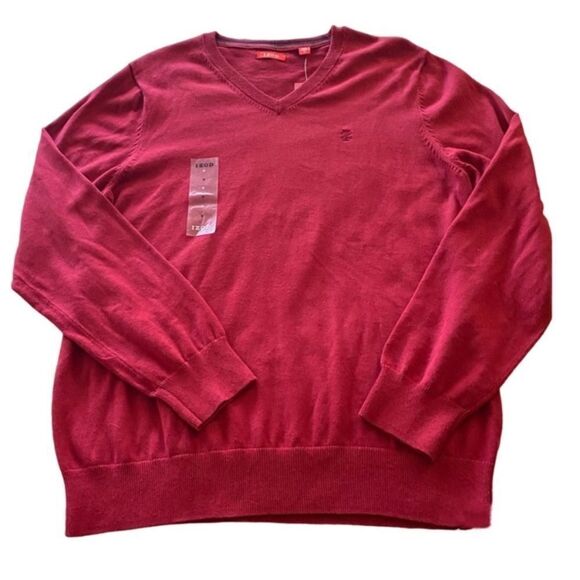Izod Men Size M Red Long Sleeve Business Workwear Holiday Party Pullover Sweater - Picture 1 of 12